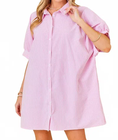 Day + Moon Oversized Striped Dress In Pink