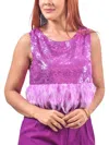 Day + Moon Pardi Sequin Top In Fuchsia In Purple