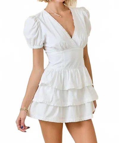 Day + Moon Perfect Presence Poplin Ruffle Mini Dress In White