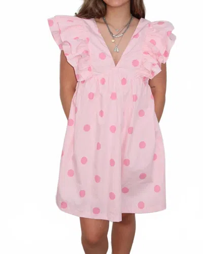 Day + Moon Polka Dot Dress In Pink