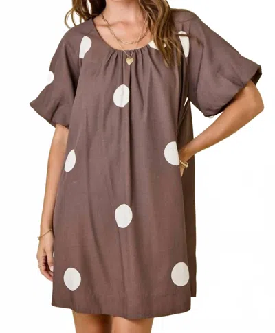 Day + Moon Polka Dot Mini Dress In Multi In Brown