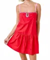 Day + Moon Poplin Drop Waist Mini Dress In Red/pink In Pink