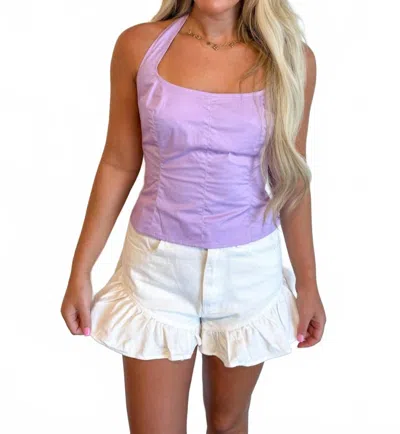 Day + Moon Poplin Halter Top With Contrast In Lavender In Purple