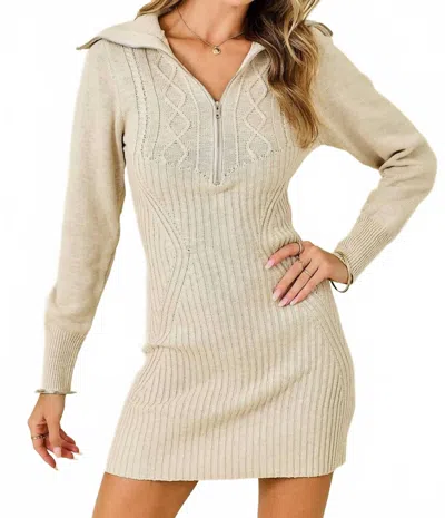 Day + Moon Praline Sweater Mini Dress In Cream In Gray