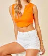 DAY + MOON RIBBED CROP TOP IN SUNKIST
