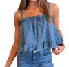 Day + Moon Rodeo Time Tank Top In Denim In Multi