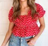 DAY + MOON RUBY RUFFLE TOP IN RED