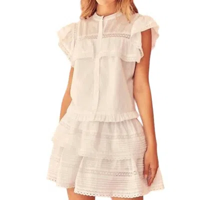 Day + Moon Ruffle Lace Skirt In White