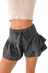 Day + Moon Ruffled Retreat Shorts In Black In Black