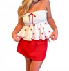 Day + Moon Sangria Sunset Strapless Top In White In White