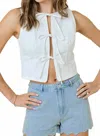 Day + Moon Scalloped Denim Shorts In Blue In White