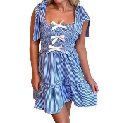 Day + Moon Seaside Stripe Dress In Blue