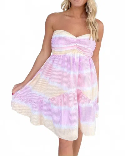 Day + Moon Seersucker Tube Dress In Multi In Purple