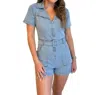 Day + Moon Seraphina Denim Romper In Multi
