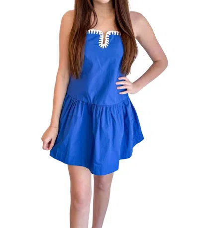 Day + Moon Shifty Contrast Dress In Blue