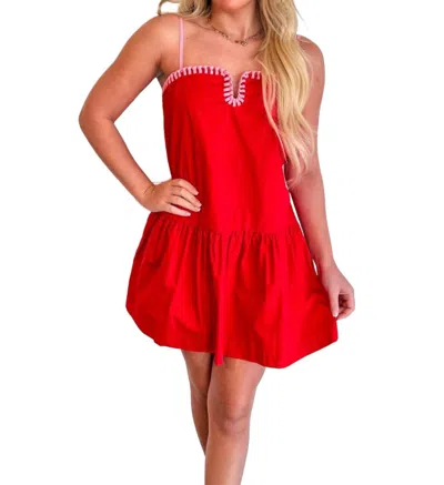 Day + Moon Shifty Contrast Dress In Red