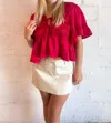 Day + Moon Shimmer And Sparkle Top In Red In Red