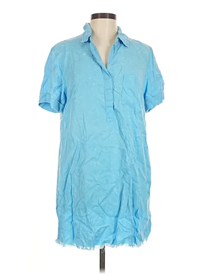 Pre-owned Day + Moon Short Sleeve Blouse In Blue