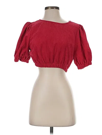 Pre-owned Day + Moon Short Sleeve Top Red Sweetheart Neckline Tops