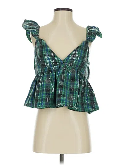 Pre-owned Day + Moon Sleeveless Blouse In Green