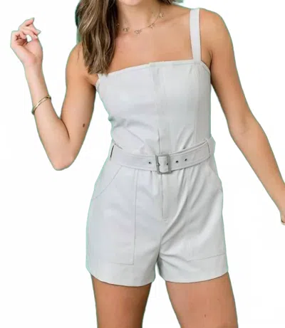 Day + Moon Sleeveless Romper With Belt In White In Yellow