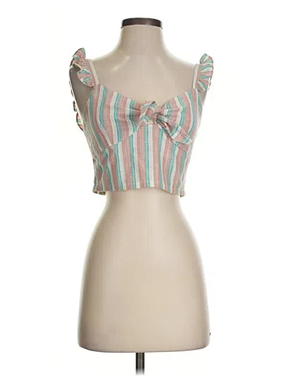 Pre-owned Day + Moon Sleeveless Top Green Sweetheart Neckline Tops