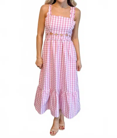 Day + Moon Spring Scallop Detailed Dress In Pink