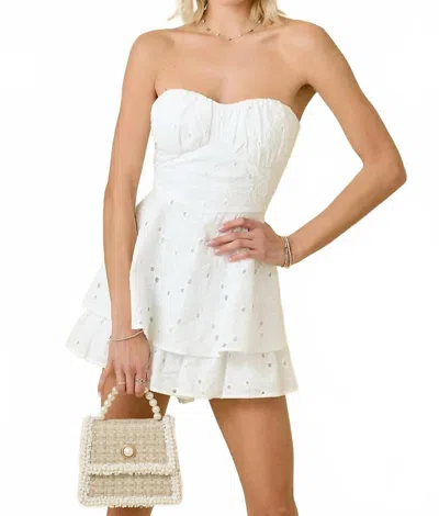 Day + Moon Strapless Eyelet Romper In Off White
