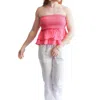 DAY + MOON STRAPLESS SMOCKED BABYDOLL TOP
