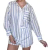 Day + Moon Striped Matching Set In Breezy Blue In Blue