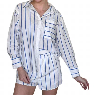 Day + Moon Striped Matching Set In Breezy Blue In White