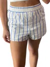 DAY + MOON STRIPED POPLIN SHORTS IN WHITE/BLUE