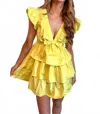 Day + Moon Sugar Belle Tiered Mini Dress In Yellow In Yellow