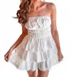 Day + Moon Strapless Tiered Lace Dress In Off White In White
