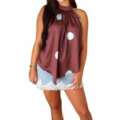 Day + Moon The Colette Halter Top In Burgundy In Multi