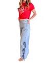 Day + Moon Tie Detail Denim Jeans In Light Blue