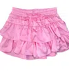 Day + Moon Tiered Satin Skort With Ties In Light Icy Pink In Multi