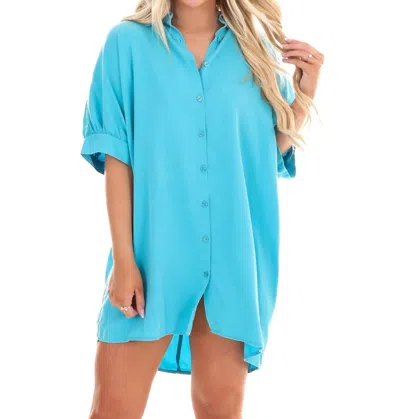 Day + Moon Time For Something New Shirt Dress In Washed Sky