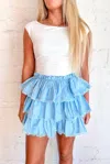 DAY + MOON TOP TIER RUFFLE SKORTS IN LIGHT SKY BLUE