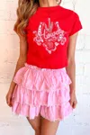 Day + Moon Top Tier Ruffle Skorts In Pink In Pink