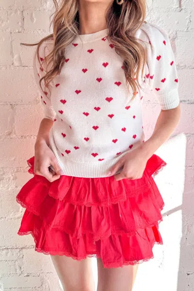 Day + Moon Top Tier Ruffle Skorts In Red