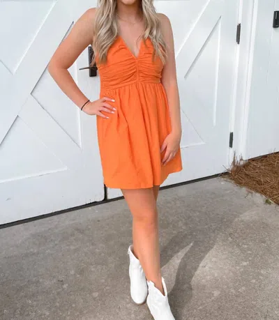 Day + Moon V-neck Dress In Orange