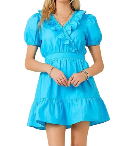 Day + Moon V Neck Dress In Sky Blue
