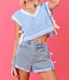 Day + Moon V-neck Sweater In Baby Blue