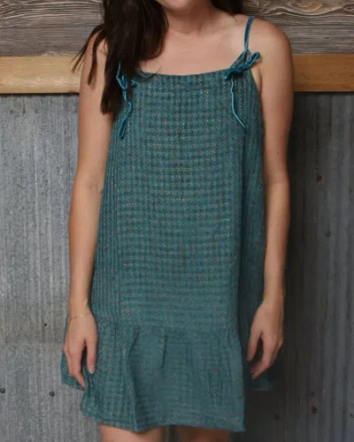 Day + Moon Vacation Tweed Dress In Teal In Blue
