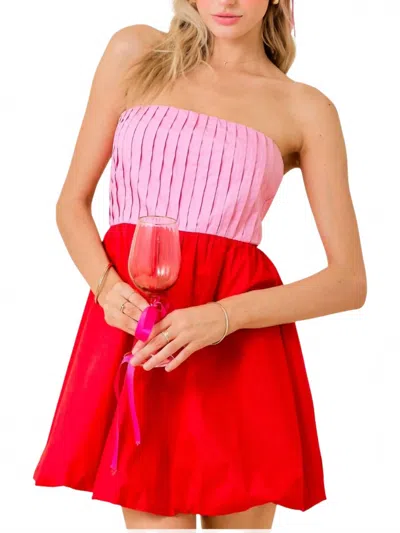 DAY + MOON VALENTINA BUBBLE MINI DRESS IN PINK/RED