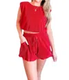 Day + Moon Victory Vibes Shorts In Red In Red