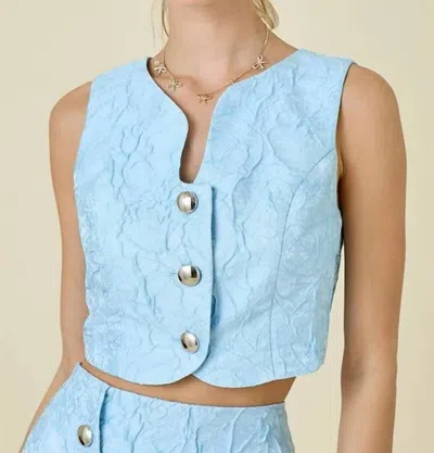 Day + Moon Vivian Textured Vest In Blue
