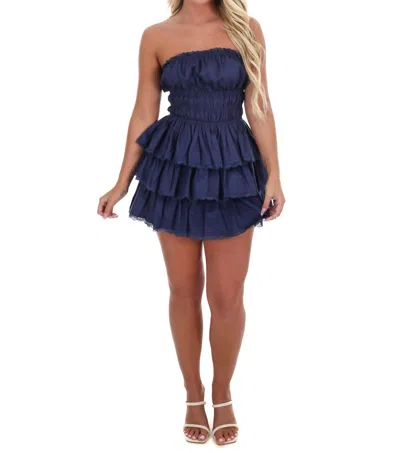 Day + Moon Wildest Dreams Strapless Mini Dress In Navy In Blue
