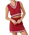 Day + Moon Women's College Sweater Top In Red In Red